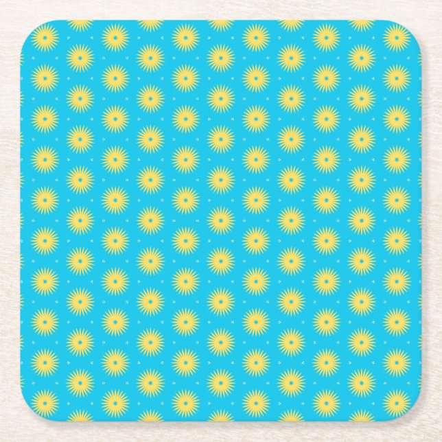 Posavasos Cuadrado De Papel Flores amarillas (Anverso)