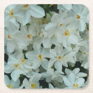 Posavasos Cuadrado De Papel Flores blancas de arcissus paperblancas
