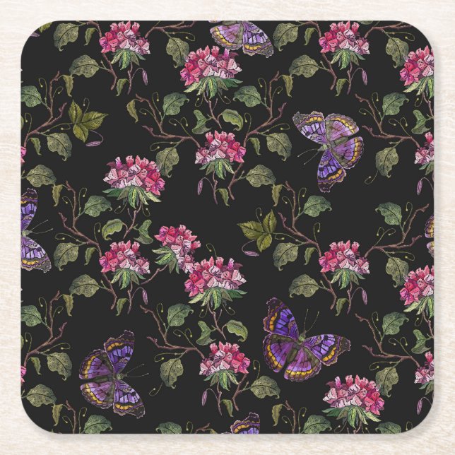 Posavasos Cuadrado De Papel Flores Datura Borradas: Arte Botánico (Anverso)