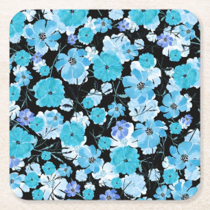 Posavasos Cuadrado De Papel Flores de acuarela: Un Tapiz Delicado