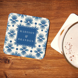 Posavasos Cuadrado De Papel Flores de bodas de mediados del siglo | Impresión 