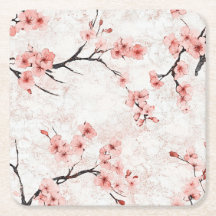 Flores de cerezo rosadas y blancas sobre personali