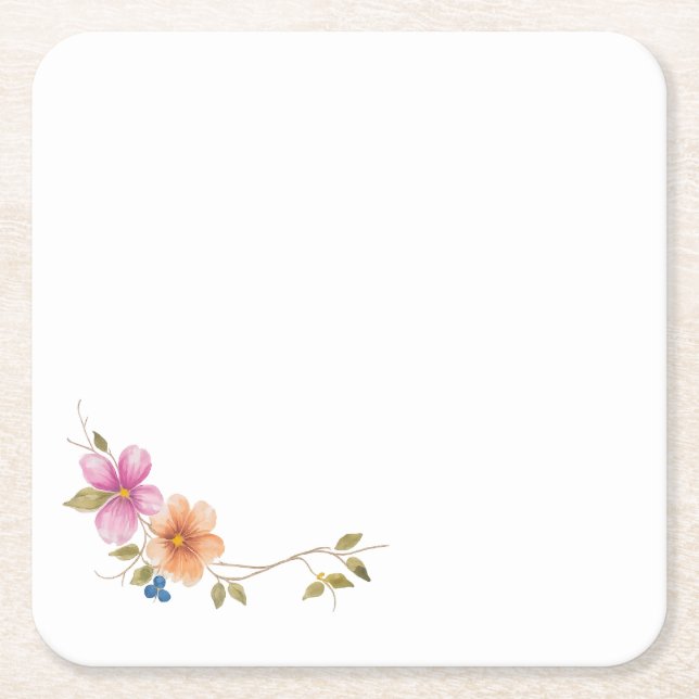 Posavasos Cuadrado De Papel Flores de la pradera matutina (Anverso)