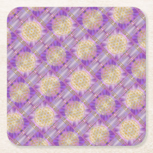 Posavasos Cuadrado De Papel FLORES DE LA VIDA - Yantra patrón ininterrumpido