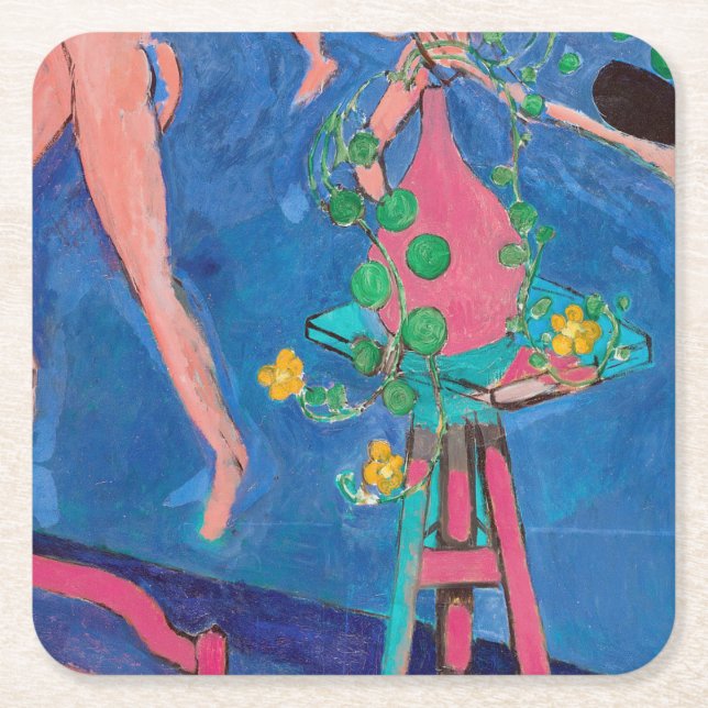 Posavasos Cuadrado De Papel Flores de nasturcio en el Atelier, Matisse (Anverso)