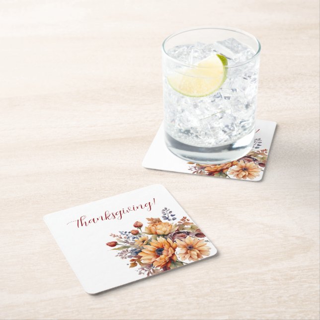 Posavasos Cuadrado De Papel Flores de otoño acuáticas- (In situ)