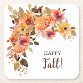 Posavasos Cuadrado De Papel Flores de otoño felices florecen