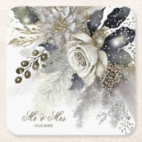 Flores de rosas blancas doradas color de agua plat