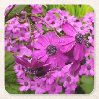 Posavasos Cuadrado De Papel Flores moradas de San Francisco