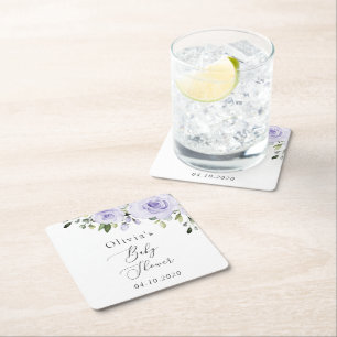 Posavasos Cuadrado De Papel Flores moradas, flores de lagarto, Boho, Baby Show