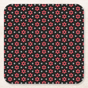 Posavasos Cuadrado De Papel Flores rojas