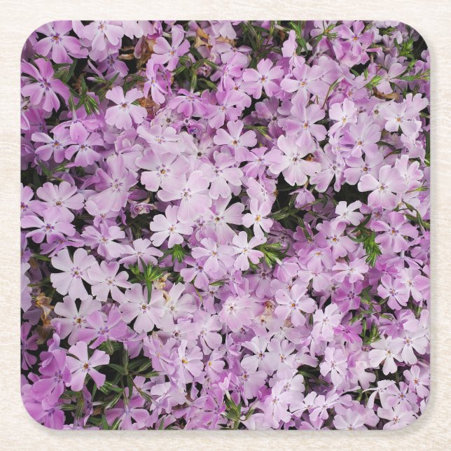 Posavasos Cuadrado De Papel Flores rosadas (Anverso)