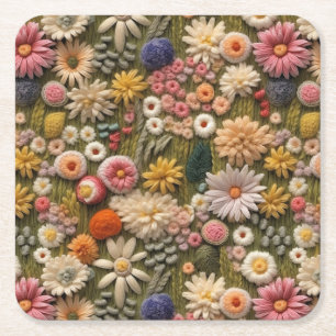 Posavasos Cuadrado De Papel Flores salvajes