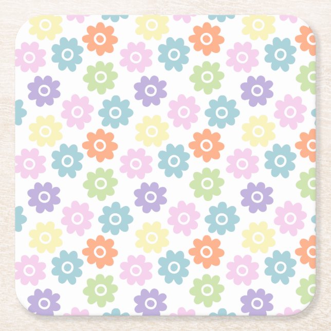 Posavasos Cuadrado De Papel Flores salvajes de primavera (Anverso)