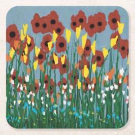 Posavasos Cuadrado De Papel Flores silvestres