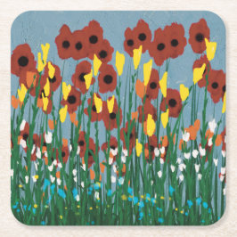 Posavasos Cuadrado De Papel Flores silvestres