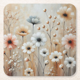 Posavasos Cuadrado De Papel Flores silvestres