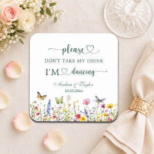 Posavasos Cuadrado De Papel Flores Silvestres Coloridas No Me Quitan Mi Bebida