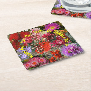Posavasos Cuadrado De Papel Flores Silvestres Nativas Australianas