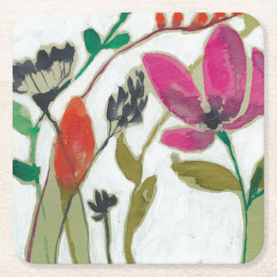 Posavasos Cuadrado De Papel Flores Vivid
