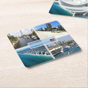 Posavasos Cuadrado De Papel Florida - Fort Lauderdale - The New River -