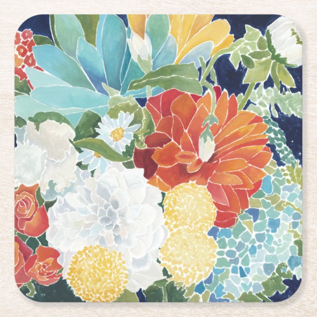 Posavasos Cuadrado De Papel Florines de medianoche III (Anverso)