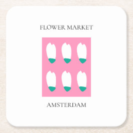 Posavasos Cuadrado De Papel Flower Market - Amsterdam