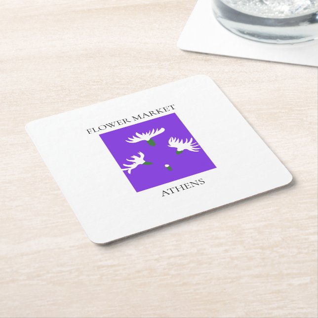 Posavasos Cuadrado De Papel Flower Market - Athens (En perspectiva)