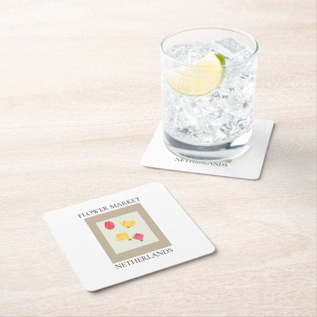 Posavasos Cuadrado De Papel Flower Market - Netherlands (In situ)