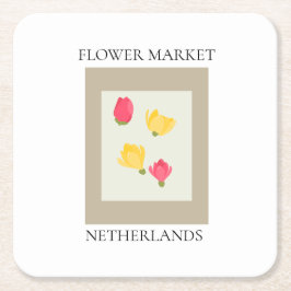 Posavasos Cuadrado De Papel Flower Market - Netherlands