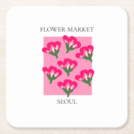 Posavasos Cuadrado De Papel Flower Market - Seoul