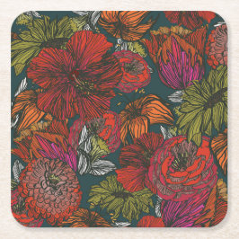 Posavasos Cuadrado De Papel Flower Medley