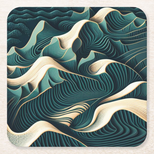 Posavasos Cuadrado De Papel Flowing Harmony (Anverso)