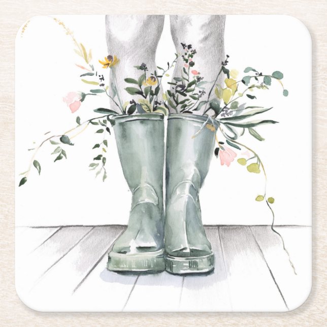 Posavasos Cuadrado De Papel Flujo y crecimiento II (Anverso)