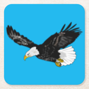 Posavasos Cuadrado De Papel Flyng American Bald Eagle Paper Coaster