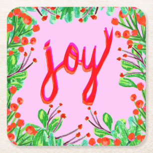 Posavasos Cuadrado De Papel Foliage Navidades - Alegría