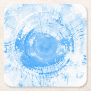 Posavasos Cuadrado De Papel Fondo azul abstracto de la acuarela, textura
