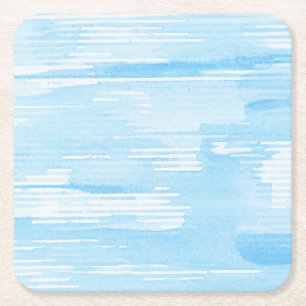 Posavasos Cuadrado De Papel Fondo azul abstracto de la acuarela, textura. 2