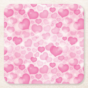 Posavasos Cuadrado De Papel Fondo con los corazones