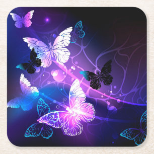 Posavasos Cuadrado De Papel Fondo con mariposas nocturnas