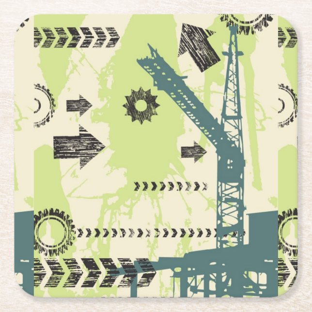 Posavasos Cuadrado De Papel Fondo de alta tecnología abstracto (Anverso)