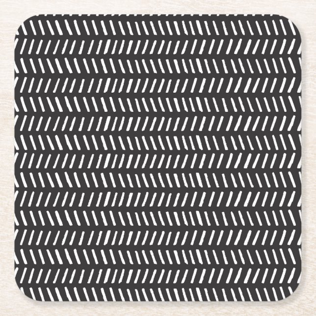 Posavasos Cuadrado De Papel Fondo de cosecha horizontal de bandas abstractas (Anverso)