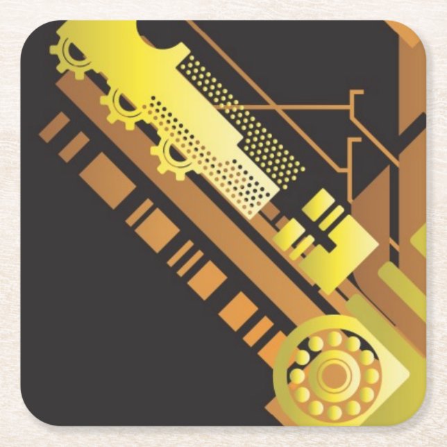 Posavasos Cuadrado De Papel Fondo de semitono técnico 5 (Anverso)