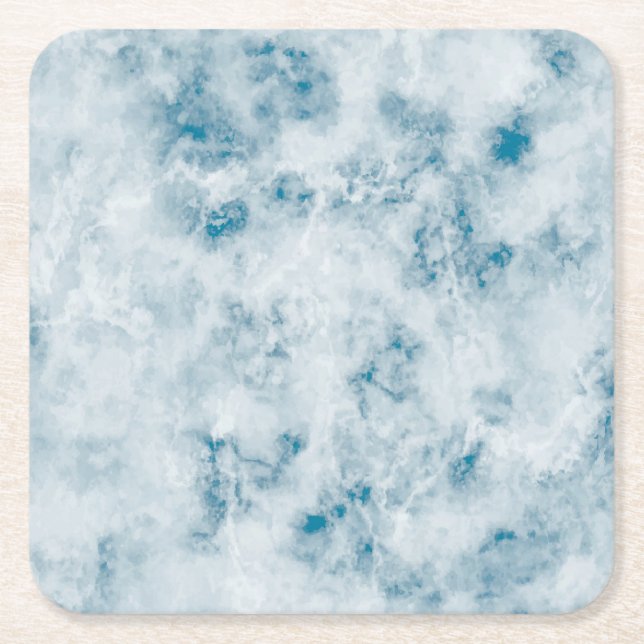 Posavasos Cuadrado De Papel Fondo de textura azul mármol (Anverso)