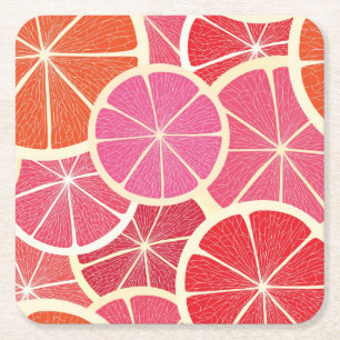Posavasos Cuadrado De Papel Fondo del vintage del pomelo