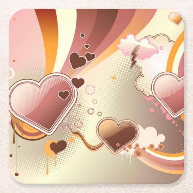 Posavasos Cuadrado De Papel Fondo diseñado del diseño (Anverso)