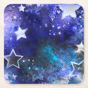 Posavasos Cuadrado De Papel Fondo espacial con estrellas