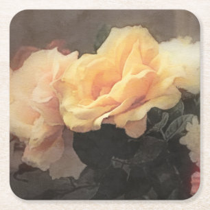 Posavasos Cuadrado De Papel fondo floral del vintage del arte en colores en