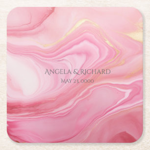 Posavasos Cuadrado De Papel Fondo jaspeado rosa