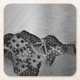 Posavasos Cuadrado De Papel Fondo metalizado con daño mecánico